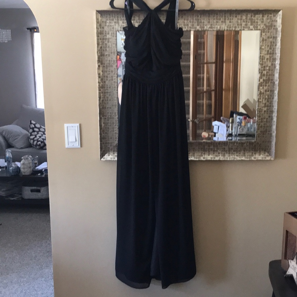 Bill Levkoff black bridesmaid dress.